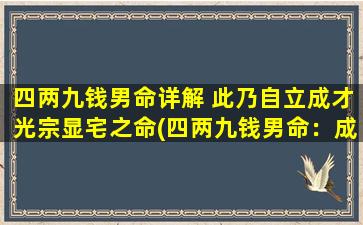 四两九钱男命详解 此乃自立成才光宗显宅之命(四两九钱男命：成就光宗，才华显赫)